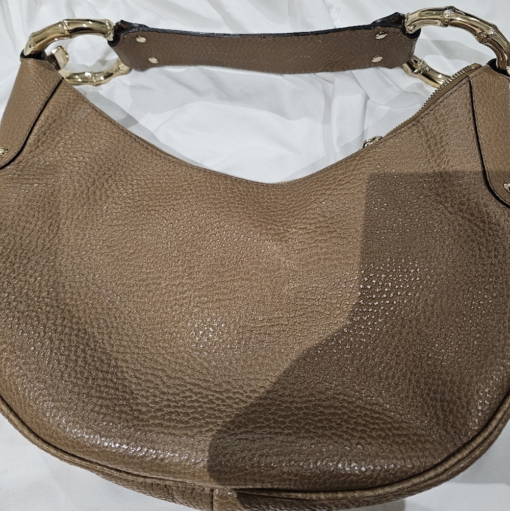 Gucci Tan Leather Hobo Bag w Gold Bamboo Ring - Picture 9 of 9